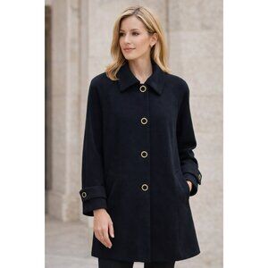 St. John Collection Cashmere Wool Coat Gold Button Detail Size 12 Like New